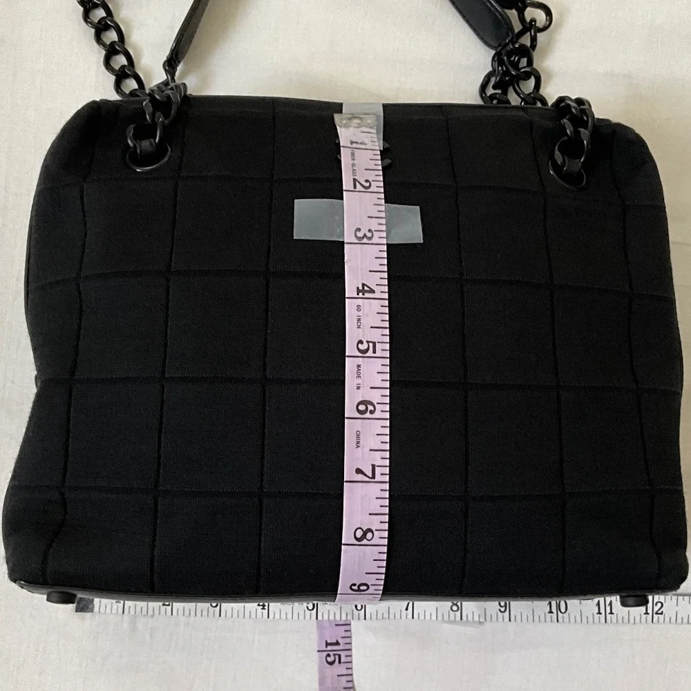 CHANEL Vintage Jersey Square Quilt Shoulder Tote Black - Picture 12 of 15